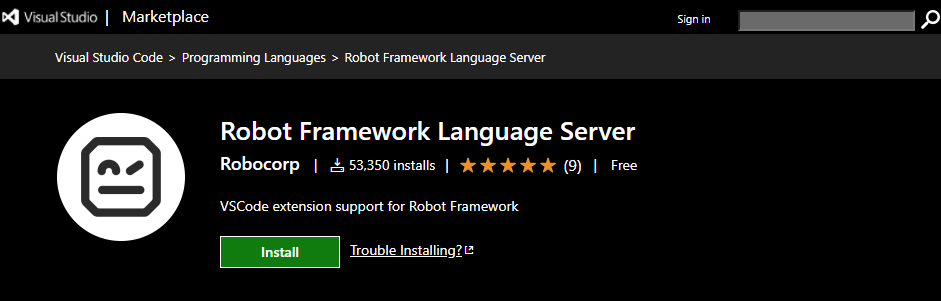 Robot Framework Language Server